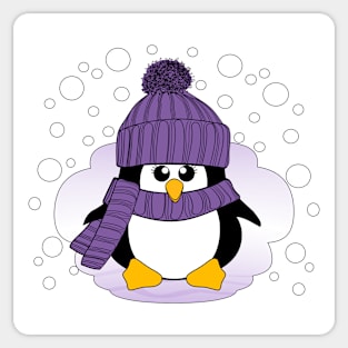 Christmas Penguin with Purple Hat and Scarf Sticker